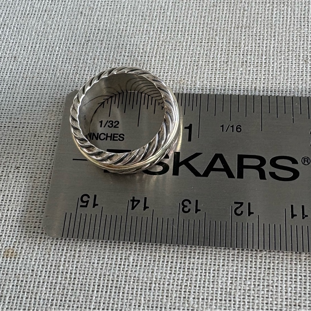 David Yurman Sterling Silver Cable & 14k Gold Band Ring 5.5 Unisex - Picture 7 of 7